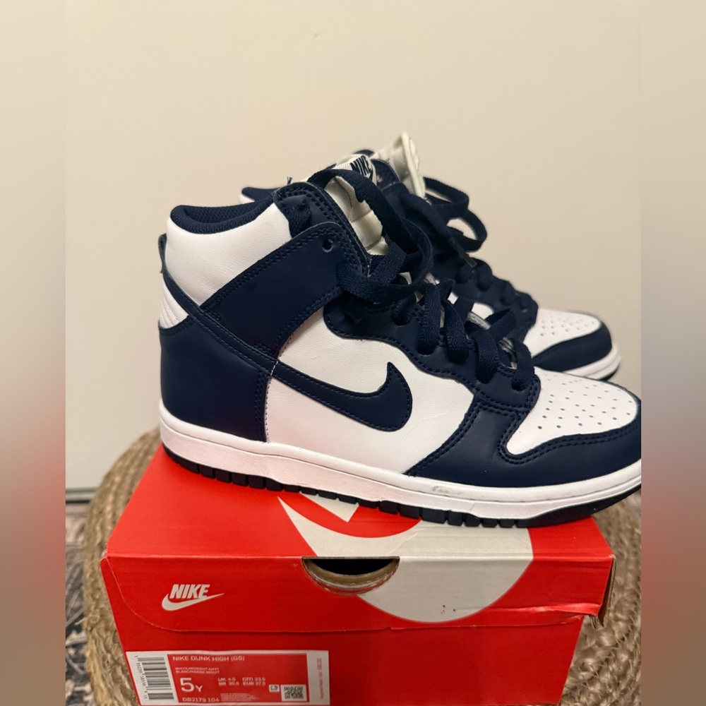 Nike Kids High-Top Sneakers - Navy and White